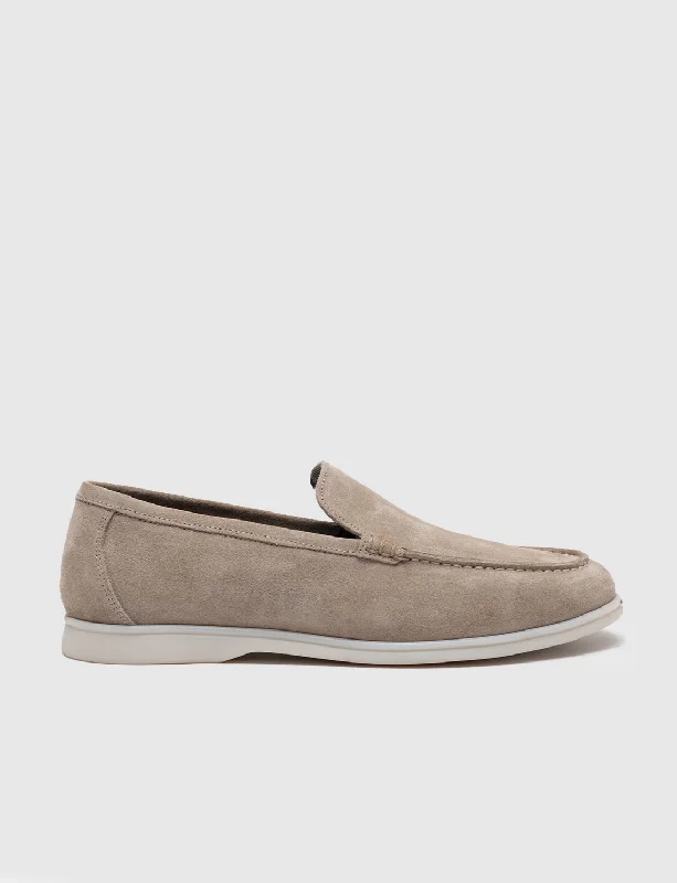 Men Beige Genuine Leather Casual Slip Ons