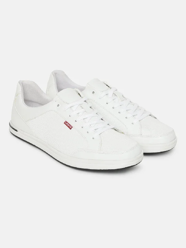 Men's White Solid Shoes