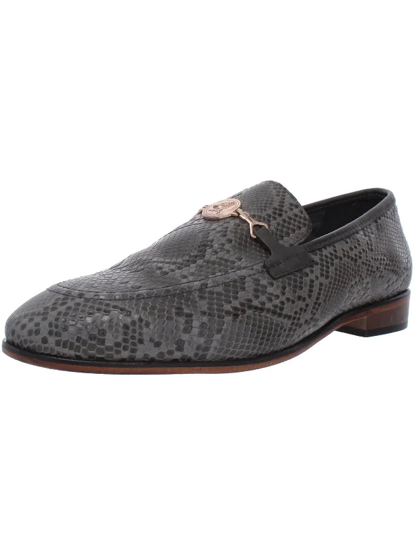 Barrino Mens Leather Snake Embossed Loafers