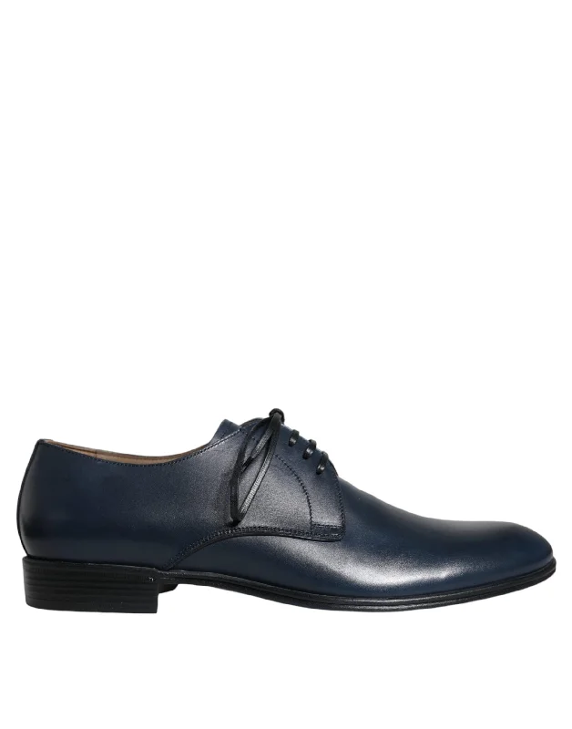 Dolce & Gabbana blue Leather Derby Dress Formal Men's Shoes