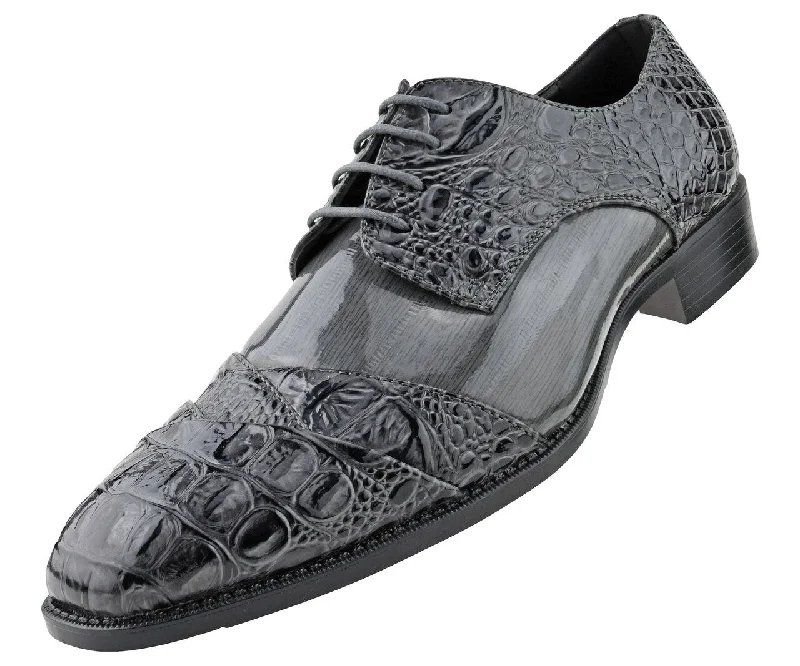 Men Dress Shoes-Alligator-Grey