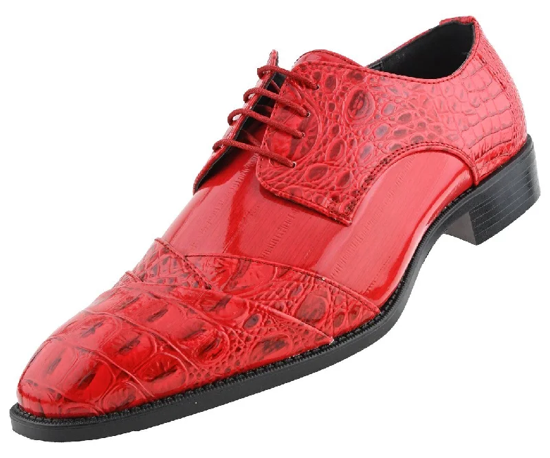 Men Dress Shoes-Alligator-Red