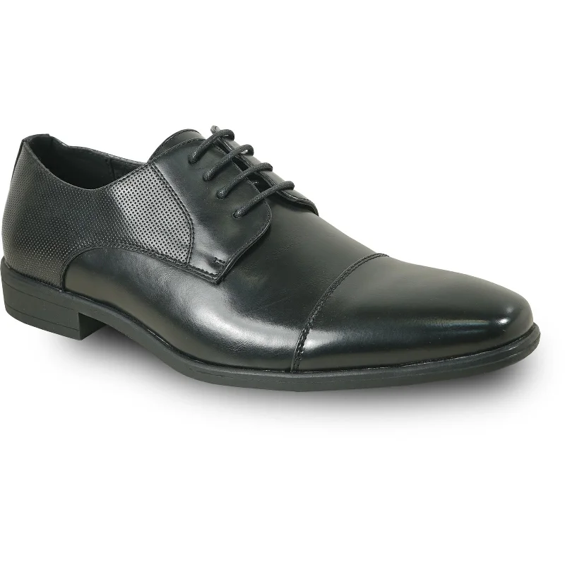 Mens Antique Cap Toe Lace Up Oxford Dress Shoe in Black