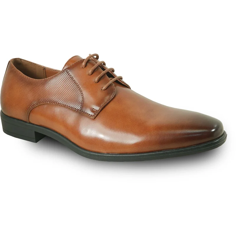 Mens Antique Plain Toe Lace Up Oxford Dress Shoe in Cognac