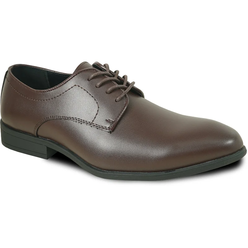 Mens Plain Round Toe Dress Oxford in Dark Brown