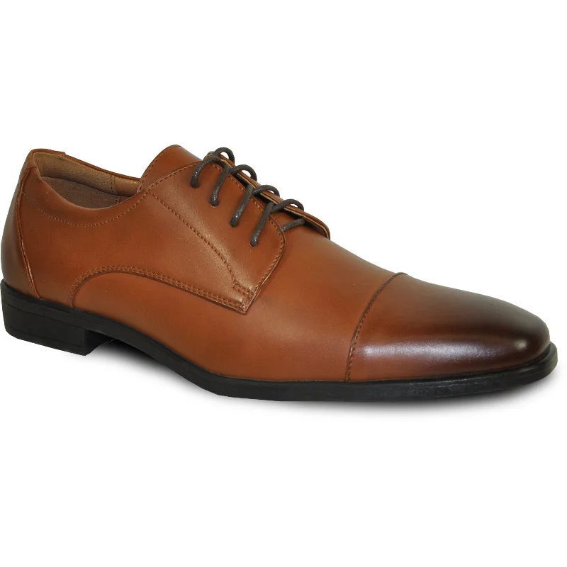 Mens Vintage Style Oxford Cap Toe Dress Shoe in Antique Brown